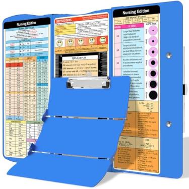 Imagem de Trustnice Prancheta de Enfermagem Dobrável, Prancheta de Enfermagem de Alumínio com Folhas de Dicas de Edição Médica e de Enfermagem 3 Camadas Prancheta Dobrável Bloco de Notas de Tamanho de Bolso de