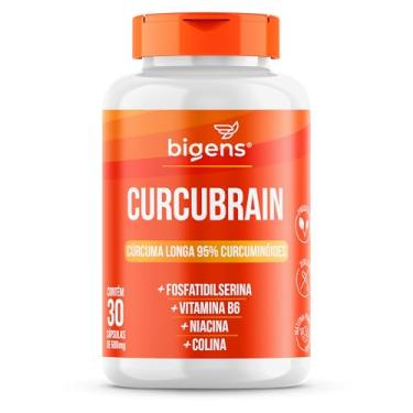 Imagem de Curcubrain (curcumina concentrada), Cúrcuma 95% curcuminóides, Fosfatidilserina, Vitamina B6, Niacina e Colina, 30 cápsulas de 600mg, Bigens