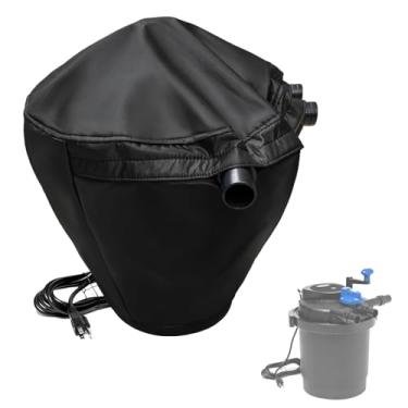 Imagem de Tampa de filtro de lagoa biológica pressurizada, capa isolada de filtro de lagoa resistente à prova d'água com forro de pelúcia (preto, apenas capa)