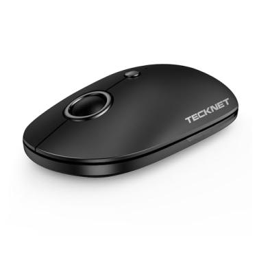 Imagem de TECKNET Mouse de computador, mouse silencioso sem fio, 2,4 GHz USB-A sem fio, 4800 DPI ambidestro mouse silencioso para viagens, mouse sem fio portátil fino compatível com PC laptop preto