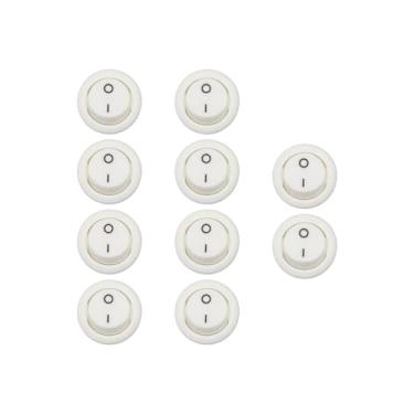 Imagem de 10 Botão Interruptor Redondo Para Móveis Embutir Liga/Desliga (Branco)