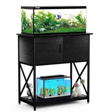 Imagem de Suporte para aquário de peixes de 20 a 73 litros, suporte para aquário com armário de armazenamento para mesa de répteis de aquário/tartaruga/terrários de peixes 16,5 x 30,7 x 31,8 polegadas, 150 kg