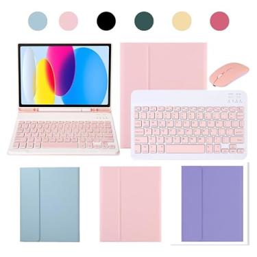 Imagem de Capa Tablet + teclado removível + Mouse Para Samsung Tab S7/S8 T870/875/X700/X706 (rosa, Teclado comum)