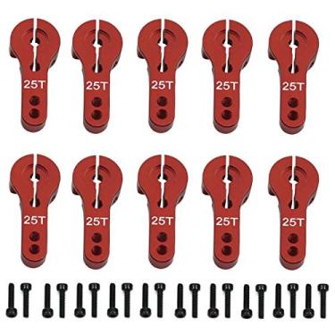 Imagem de 10PCS ShareGoo 25T Aluminum Servo Horns Arms M3 Threads Metal Steering Arm for RC Car Truck Buggy Airplane-Red