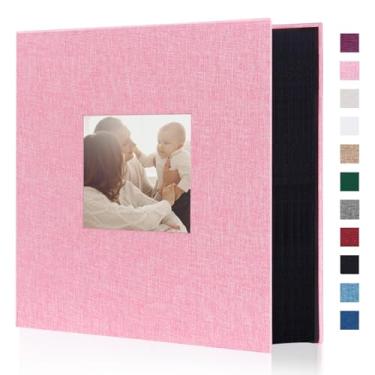 Imagem de Artmag Álbum de fotos de tecido 10 x 15 cm, grande capacidade para aniversário de casamento em família, álbum de linho, comporta 1000 fotos horizontais e verticais (1000 bolsos, rosa)