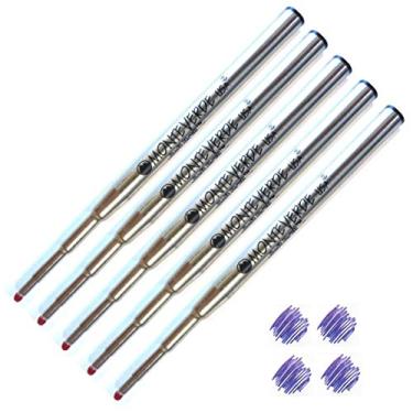 Imagem de Recargas de caneta esferográfica Soft Roll da Monteverde compatíveis com canetas retráteis Montblanc, pacote com 5, embaladas a granel, M14 (negrito, azul escuro)