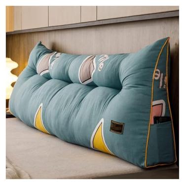 Imagem de CFLNYC Large Triangle Headboard Pillow Queen Size Cushion Headboard Rest Pillow with Removable Cover for Watching TV, Relaxing(Green,Full(47"/120cm))