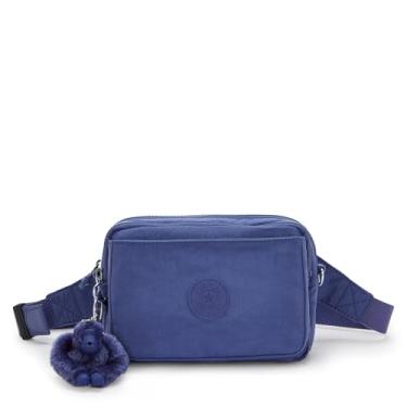 Imagem de Kipling Bolsa tiracolo feminina Abanu, leve, ajustável, com vários compartimentos e bolsos com zíper, Azul oceano, 7.75''L x 5''H x 3''D