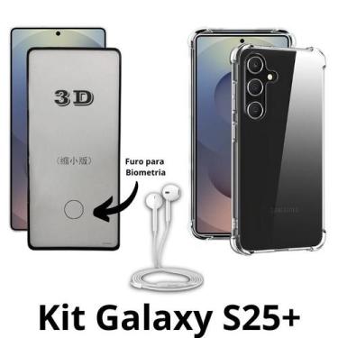 Imagem de Kit Película Premium 3D de Vidro + Capa Anti Impactos +  Fone Tipo C p