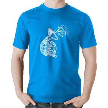 Imagem de Camiseta Algodão Trompa Notas Musicais - Foca na Moda, Azul, G