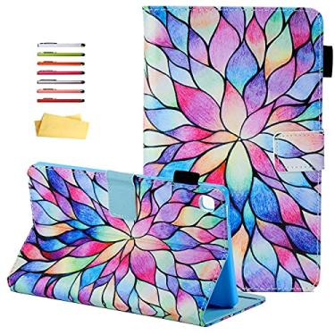 Imagem de UUcovers Capa para Samsung Galaxy Tab A7 Lite de 8,7 polegadas 2021 modelo SM-T225/T220 com bolsos para lápis suporte de vários ângulos, couro sintético magnético à prova de choque TPU (poliuretano termoplástico) capa traseira fólio com flor de lótus arco-íris