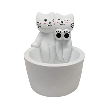 Imagem de Castiçal Cartoon Kitten Design Cat Warming Paws Resin