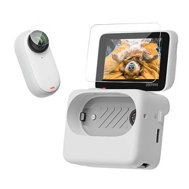 Imagem de TELESIN Pacote com 2 (4 peças) protetor de tela e lente de vidro temperado para câmera de ação Insta360 GO3, HD, ultratransparente, à prova de poeira, antiarranhões para Insta 360 go 3 acessórios