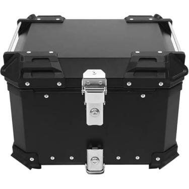 Imagem de Bagagem de alumínio com caixa superior para motocicleta com trava de segurança para motocicleta, ciclomotor, scooter - 36L 45L 55L 65L 80L 100L Tail Box Tour Pack, preto, 45L