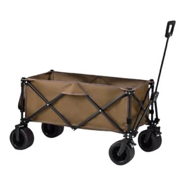 Imagem de carroça Carrinho de vagão com rodas dobrável, vagão de praia para compras com bolsa de rede, jardim, portátil, carrinho de mão, quintal e vagões para acampamento dobrável