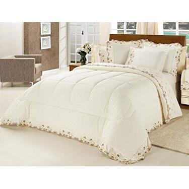 Imagem de Kit Edredom Casal King Emozione 5 Peças Marfim 100% Algodão 200 Fios