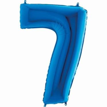 Imagem de Bexiga Balão Metalizado 30 Polegadas 75cm Azul Número 7 - Warna