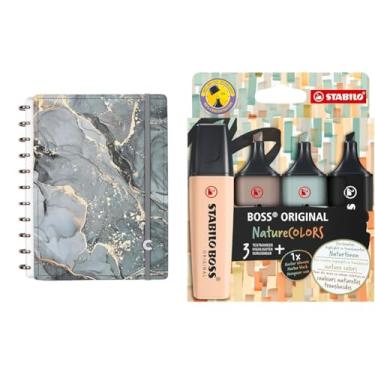 Imagem de Kit Caderno Inteligente Grande Onyx 80 Folhas + Marca Texto STABILO BOSS NatureCOLORS 4 Cores