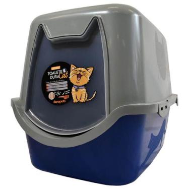 Imagem de Kit Caixa de Areia Fechada Banheiro Para Gato Duracats - Durapets, Azu