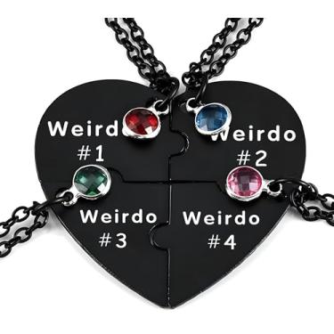 Imagem de LIU JUN Colar Bff para 3/4, Weirdo 1 Weirdo 2 3 Pingente Coração Aço Inoxidável Cristal Amizade Colares Para Mulheres Melhores Amigas Irmãs Forever Joias Presentes, Large, Aço inoxidável, Sem Pedra