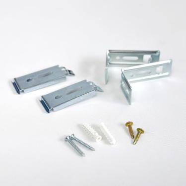 Imagem de Conjunto de 2 suportes cegos, suportes em L com braçadeira C, âncoras de drywall e parafusos para série silenciosa, instalação de montagem no teto, design durável todo em aço