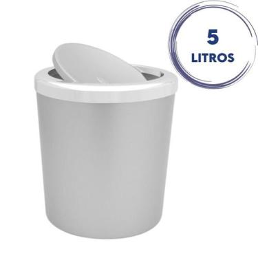 Imagem de Lixeira Com Tampa Basculante para Banheiro Cozinha 5Litros Haus - PRAT