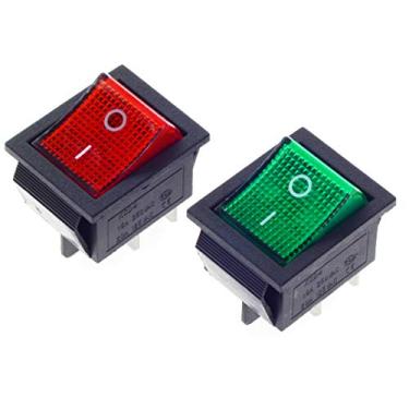 Imagem de QTEATAK 2 peças AC DPST 4 pinos 2 posições liga/desliga 20A/125V 15A/250V luz LED verde e vermelha interruptor basculante para barco iluminado KCD2