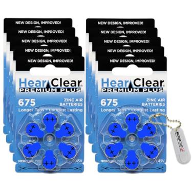 Imagem de Hear Clear Tamanho 675 Pr44 Pilhas Para Aparelhos Auditivos Blue Tab (60 Pilhas) + Porta-Pilhas Chaveiro