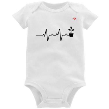 Imagem de Body Bebê Batimentos Cardíacos Plantinhas - Foca na Moda, Branco, G