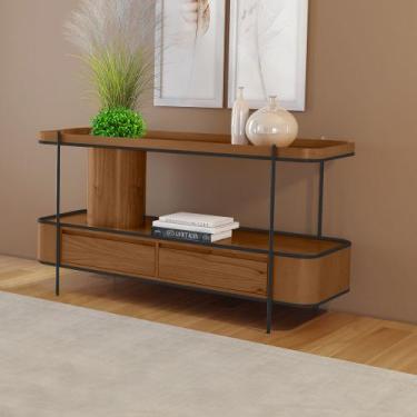 Imagem de Aparador Sala de Jantar Cachepot em Madeira Maciça Imbuia Mel 2 Gaveta