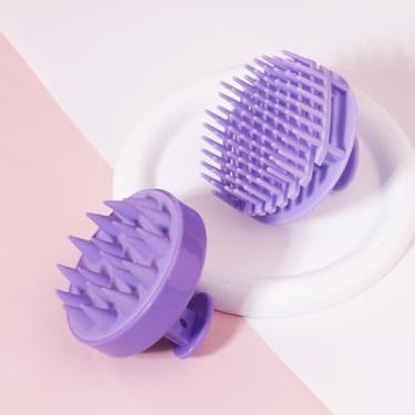 Imagem de 2 peças/conjunto de escova de cabelo de silicone shampoo couro cabeludo massagem pente escova de cabelo completamente limpa salão de beleza ferramentas de cabelo especial para perucas de cabelo real (