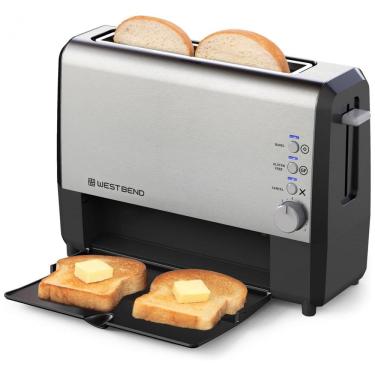 Imagem de Torradeira Elétrica 2 Fatias com 7 Níveis de Tostagem e Bandeja de Migalhas Removível, 110V 825W, West Bend 77222, Prata