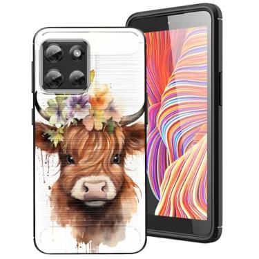 Imagem de DHEEBFWE Capa para celular Motorola Moto G Stylus 2025 com textura escovada, ultrafina e macia projetada para Motorola Moto G Stylus 2025 5G, vaca bebê Highland