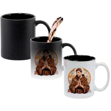 Imagem de Caneca Mágica Muda de Cor Interna Preta Porcelana 325ml - Santo Sao Francisco de Assis Igreja Catolica 13
