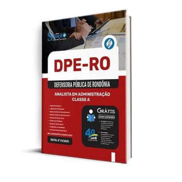 Imagem de Apostila Concurso Dpe Ro 2025 Analista Em Administração - Editora Solu
