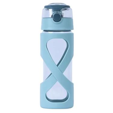 Imagem de Garrafa de Vidro Borossilicato, Resistente com Proteção de Silicone, 500ml, Colorida, Tampa Flip de Silicone, Squeeze de Academia, Corrida, Resistente a temperatura (Verde)