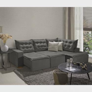 Imagem de Sofá de Canto Montana 4 Lugares Retrátil Reclinável 2,70x1,98M Molas Bonnel em Veludo Yescasa