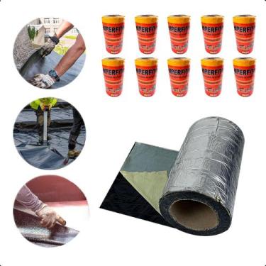 Imagem de Kit 10 Manta Asfáltica Fita Adesiva Reparo 20cm X 10m - HIPER
