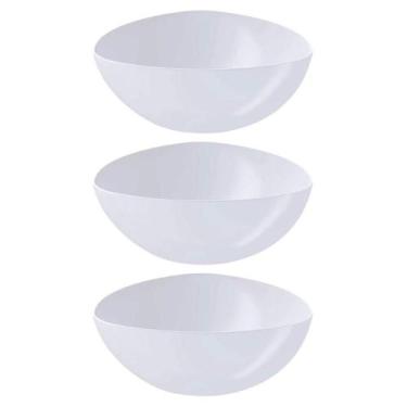 Imagem de 3 Saladeiras Triangulares Tigelas Plástico 2,5L Branco Coza Bacias Sal