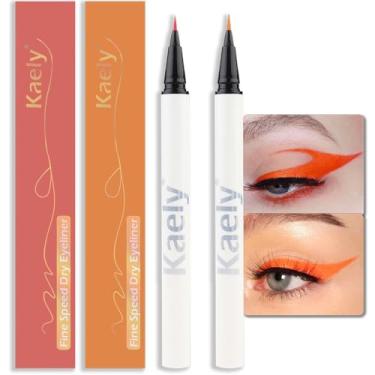 Imagem de evpct Conjunto de delineador de olhos líquido à prova d'água laranja vermelho laranja laranja longa duração fina velocidade seca delineador líquido lapiz delineador de olhos contra a água branca para