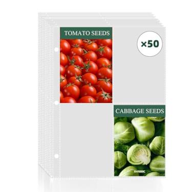 Imagem de Pacote com 50 200 bolsos, mangas para fichário de sementes, páginas organizadoras de armazenamento de sementes de jardim para fichário de 3 anéis, tamanho do compartimento 10 x 13 cm, mangas