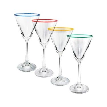 Imagem de Conjunto de Taças para Coquetel Bohemia Praline em Cristal com Filado Colorido 90ml - 4 Peças
