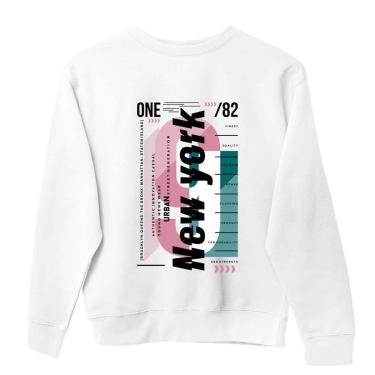 Imagem de Moletom Careca Estampado New York 50% Algodão 50% Poliéster Punhos com Ribana Casaco Sem Capuz-Unissex