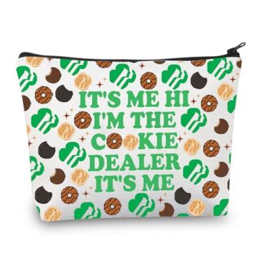 Imagem de BDPWSS Presente de biscoito Girl Scout Troop Gift Scout Mom Gift It's Me Hi I'm The Cookie Dealer Makeup Bag Scot Leader Gift, Revendedor de biscoitos, À prova d'água