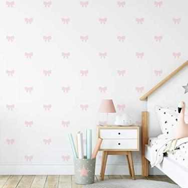 Imagem de Adesivo de Parede de Laços Rosa Bebê Clarinho 60un Cobre 4m²