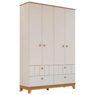 Imagem de Guarda Roupa Infantil Permobili Biscoito Retro 04 portas MDF, Off Whit