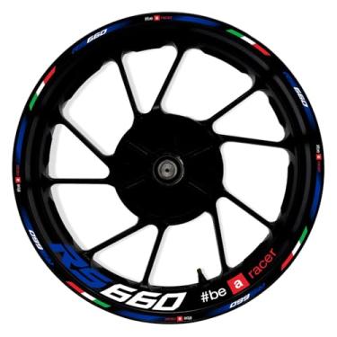 Imagem de Awonderful Kit de listras refletivas de motocicleta adesivos de aro de roda de vinil compatível com Aprilia RS660 2020-2023 (azul)