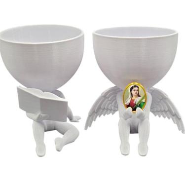 Imagem de Kit Decoração Santa Luzia Anjinho + Lendo Biblia Especial - Point da F