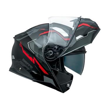 Imagem de Capacete Bieffe Escamoteavel B-dynamic Attractie Preto Vermelho Com Óculos Interno (60)
