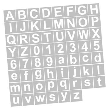 Imagem de 62pcs Estênceis para Pintura, Modelos de Número de Letra Lavável Reutilizável para Decoração de Porta de Vidro de Parede de Parede de Madeira (62pcs e 5 polegadas)